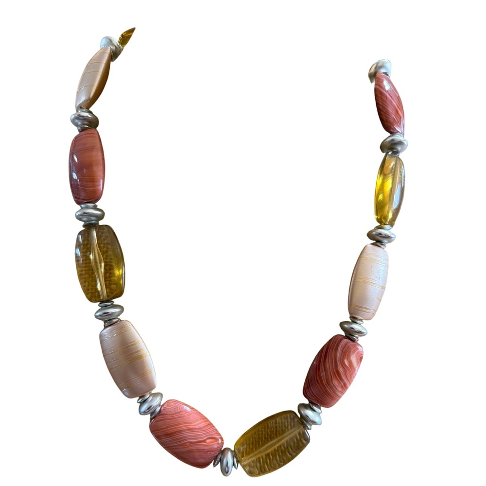 Chunky Statement Necklace Oversized Resin Acrylic Beads Amber Color Terracotta‎